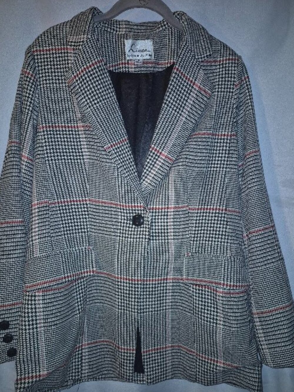 Casual Women's Plaid Houndstooth Blazer - Size Medium